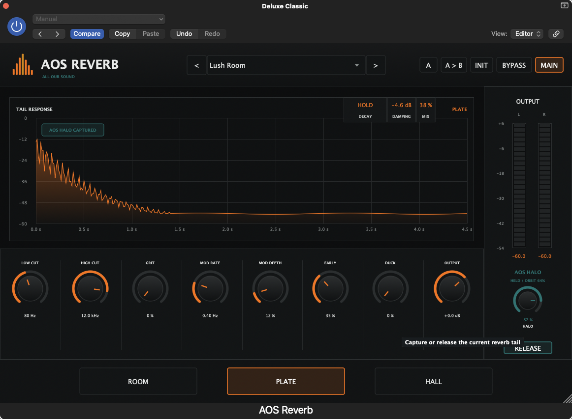 AOS Reverb — AOS Halo captured — infinite held tail with orbit control
